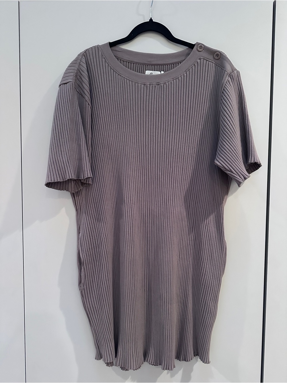 Rowan Alison Rib T-Shirt Dress in Stone - L